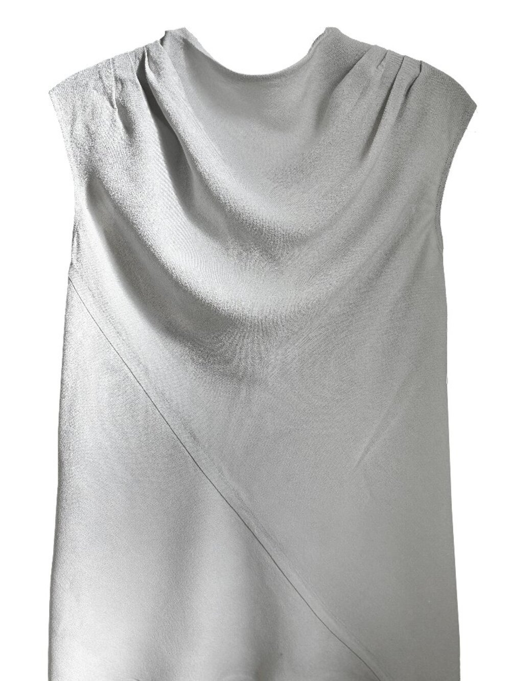 Rick Owens "Walrus" Sleeveless Zip-Front Pearl Grey Top - Picture 5 of 12